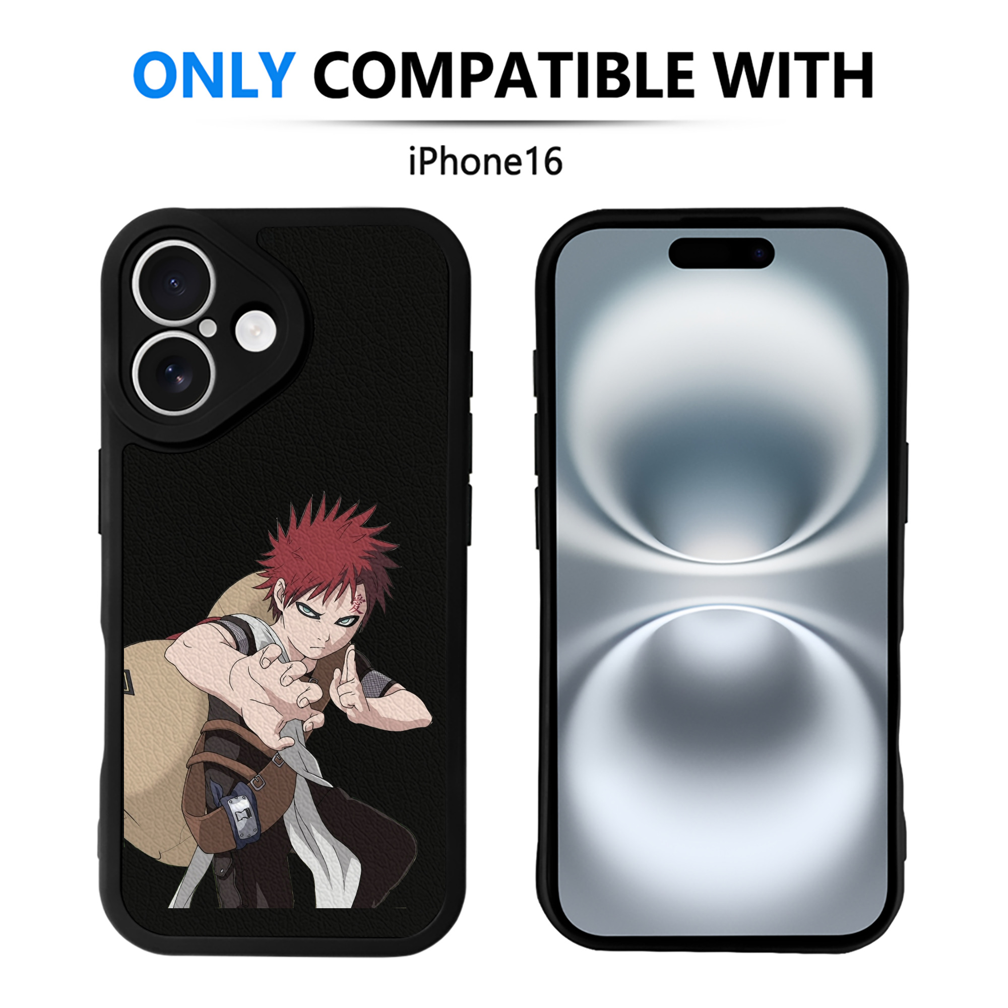 （画像用） NARUTO -ナルト- ガアラ Gaara 【iPhone 16シリーズ対応】シリコンスマホケース（レザー調） 材質：シリコン